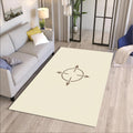 Minimal Compass Abstract Rug, Neutral Modern Printed Rug, Japandi