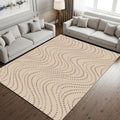 Abstract Dotted Wave Rug, Neutral Minimal Printed Area Rug