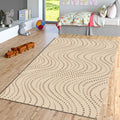 Abstract Dotted Wave Rug, Neutral Minimal Printed Area Rug