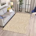 Abstract Dotted Wave Rug, Neutral Minimal Printed Area Rug