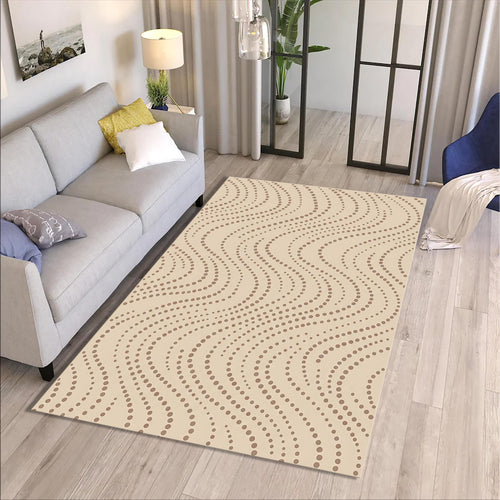 Abstract Dotted Wave Rug, Neutral Minimal Printed Area Rug