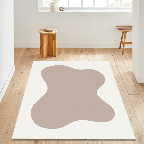 Abstract Organic Shape Rug, Neutral Minimal Printed Area Rug