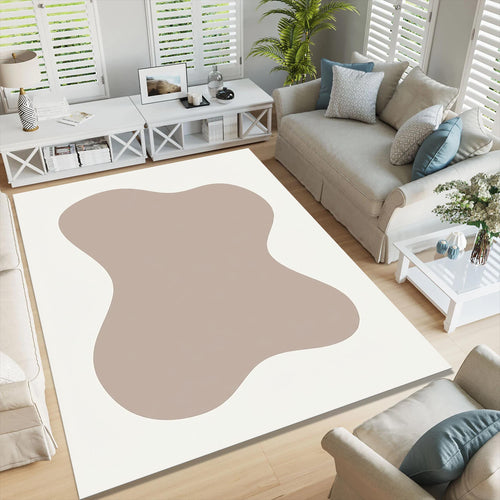Abstract Organic Shape Rug, Neutral Minimal Printed Area Rug