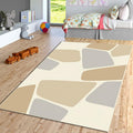 Abstract Geometric Rug, Neutral Modern Printed Area Rug, Organic