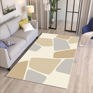 Abstract Geometric Rug, Neutral Modern Printed Area Rug, Organic