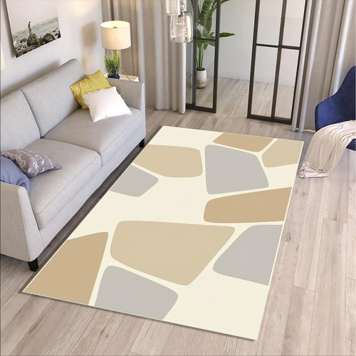 Abstract Geometric Rug, Neutral Modern Printed Area Rug, Organic
