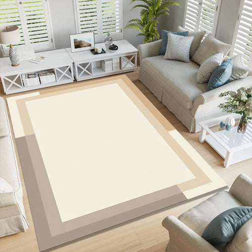 Minimalist Abstract Rug, Neutral Modern Printed Area Rug, Japandi