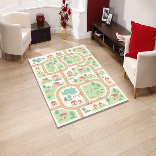 Kids Road Map Rug, Washable Play Mat Rug, Non Slip Nursery &