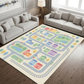 Kids Road Map Rug, Washable Play Mat Rug, Non Slip Nursery &
