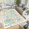 Kids Road Map Rug, Washable Play Mat Rug, Non Slip Nursery &