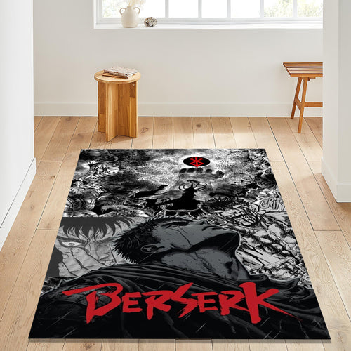 Berserk Eclipse Rug, Guts Dark Fantasy Anime Area Rug, Red Black