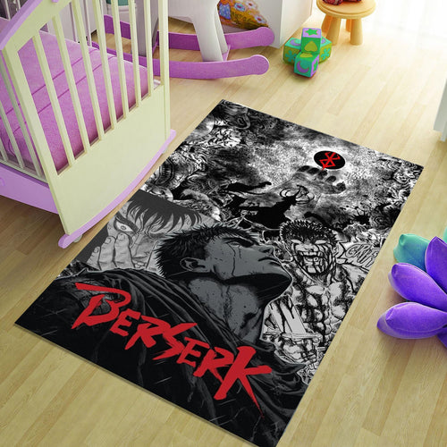 Berserk Eclipse Rug, Guts Dark Fantasy Anime Area Rug, Red Black