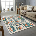 Geometric Rug Mid Century Modern Area Mat Retro Diagram Decor