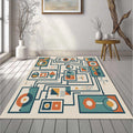 Geometric Rug Mid Century Modern Area Mat Retro Diagram Decor