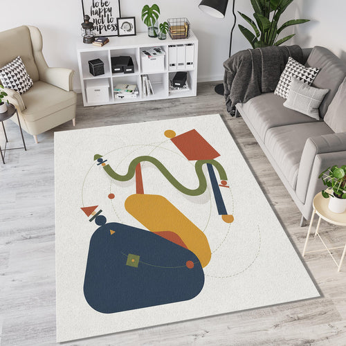 Modern Abstract Geometric Rug Mid Century Minimalist Decor