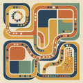 Modern Abstract Wavy Rug Mid Century Modern Area Mat Fluid Line