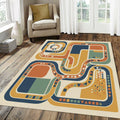 Modern Abstract Wavy Rug Mid Century Modern Area Mat Fluid Line