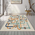 Mid Century Modern Circuit Rug Bauhaus Geometric Area Mat Retro