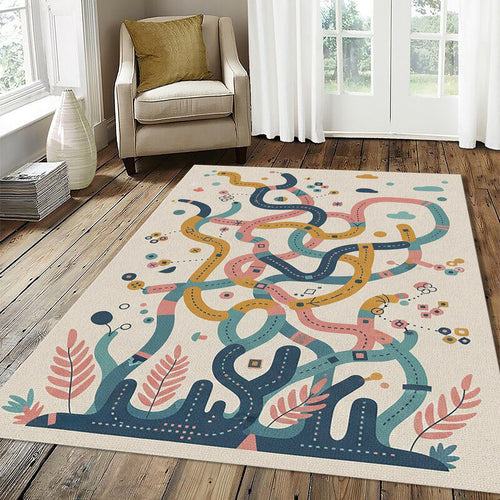 Pastel Kids Play Rug Interactive Maze Activity Mat Scandi Nursery