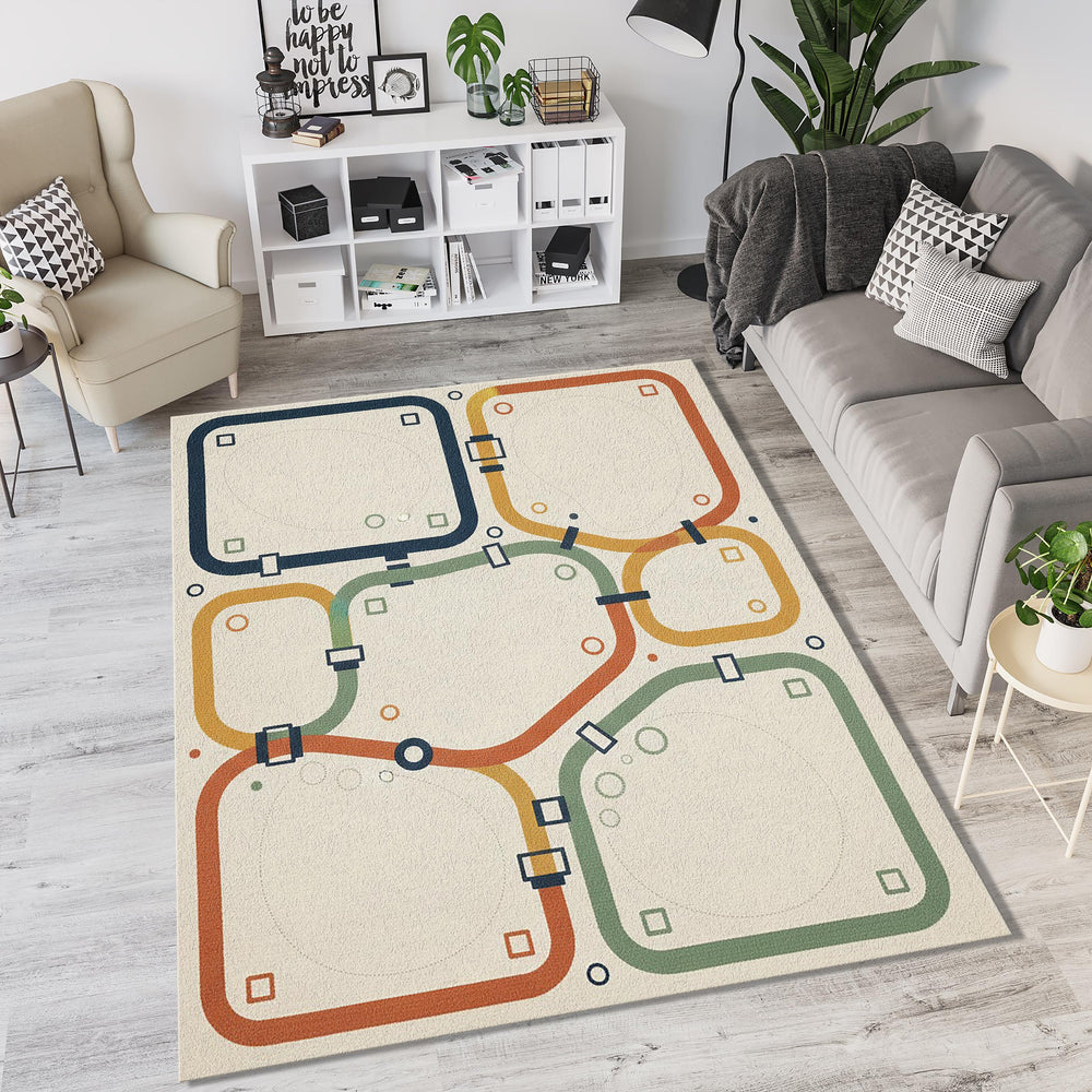 Pastel Kids Play Rug Interactive Maze Activity Mat Scandi Nursery