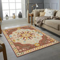 Boho Sun Hamsa Rug Spiritual Terracotta Area Mat Modern Mystic