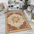 Boho Sun Hamsa Rug Spiritual Terracotta Area Mat Modern Mystic