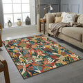 Maximalist Botanical Rug Abstract Leaves Area Mat Modern Boho