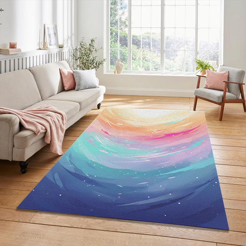 Pastel Abstract Rug Dreamy Galaxy Area Mat Colorful Aura Light