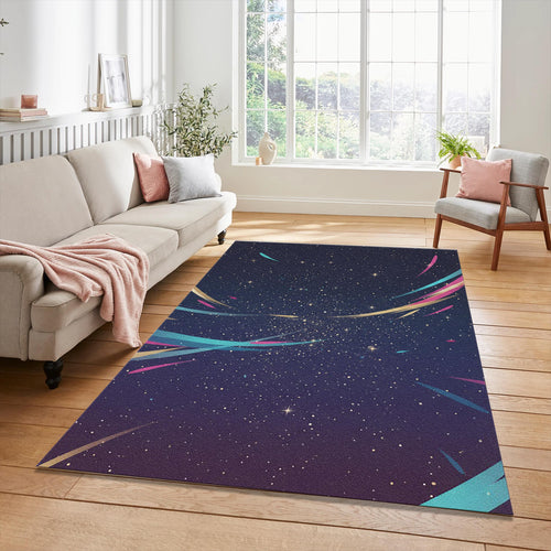Cosmic Galaxy Rug Abstract Starry Night Area Mat Colorful Space