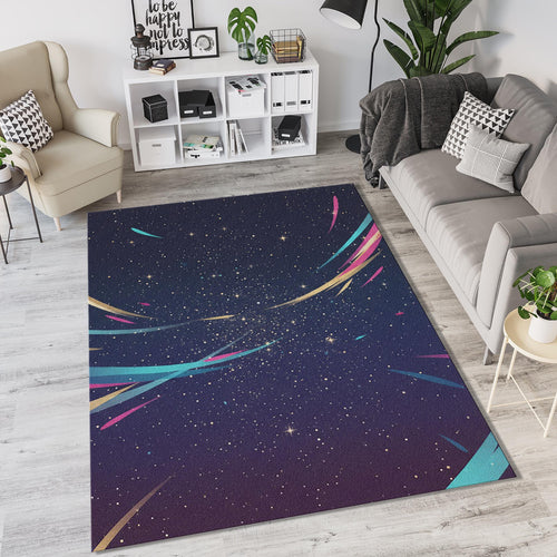 Cosmic Galaxy Rug Abstract Starry Night Area Mat Colorful Space