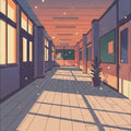 Anime School Hallway Rug Lo-fi Aesthetic Area Mat Japanese