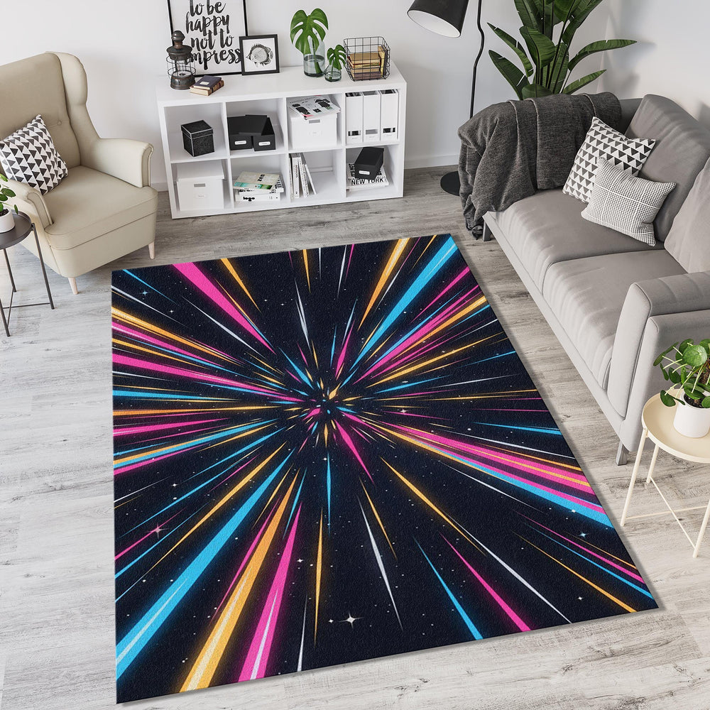 Cosmic Galaxy Rug Abstract Space Explosion Area Mat Modern Gaming
