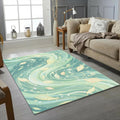 Pastel Green Leaves Rug Aesthetic Nature Area Mat Dreamy Wind