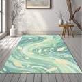 Pastel Green Leaves Rug Aesthetic Nature Area Mat Dreamy Wind