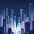 Modern Night City Rug Minimalist Cyberpunk Area Mat Blue Indigo