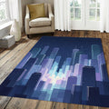 Modern Night City Rug Minimalist Cyberpunk Area Mat Blue Indigo