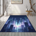 Modern Night City Rug Minimalist Cyberpunk Area Mat Blue Indigo