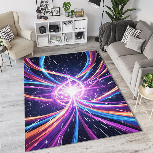 Cosmic Portal Rug Abstract Light Explosion Area Mat Modern Gaming