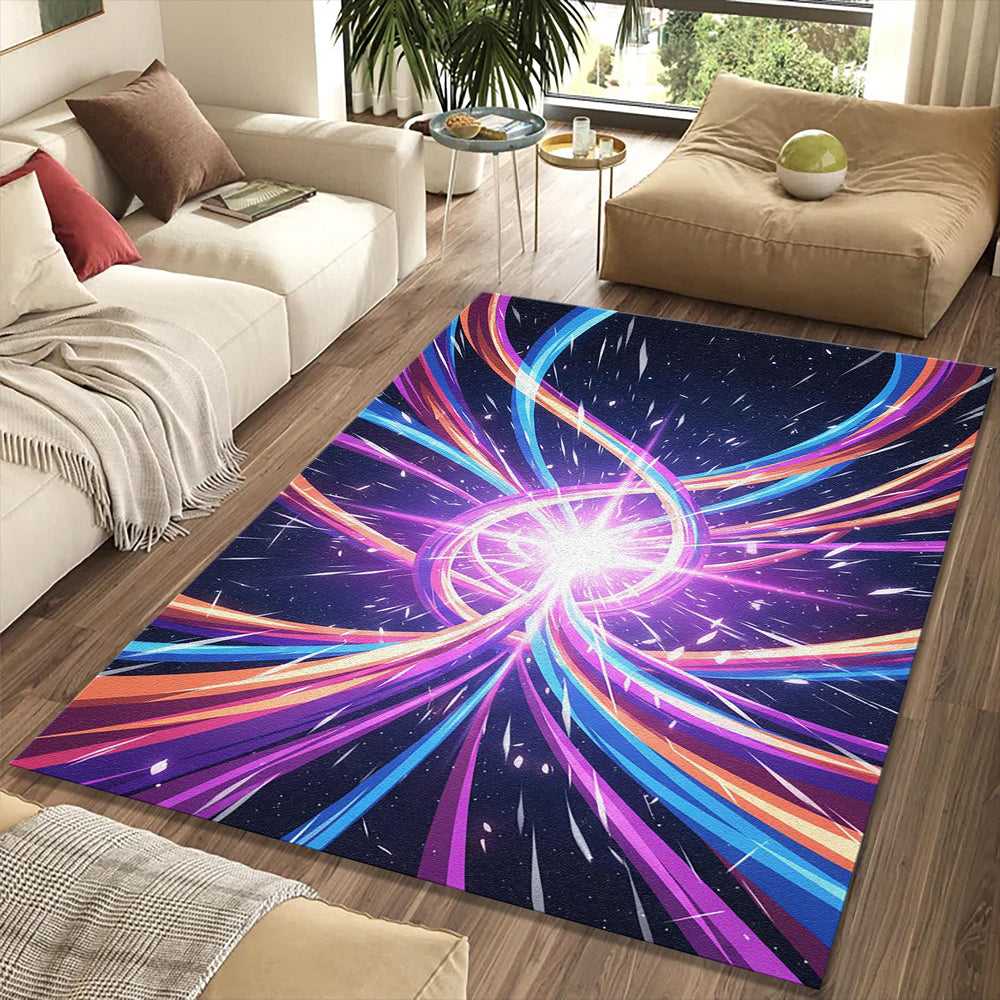 Cosmic Portal Rug Abstract Light Explosion Area Mat Modern Gaming