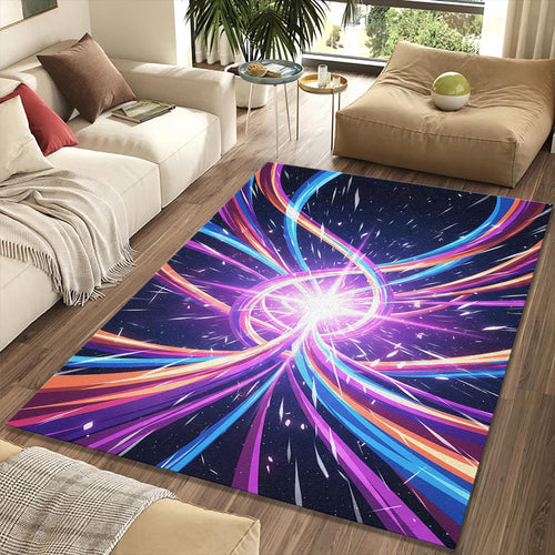 Cosmic Portal Rug Abstract Light Explosion Area Mat Modern Gaming