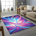 Modern Abstract Swirl Rug Colorful Wave Pattern Area Mat Vibrant