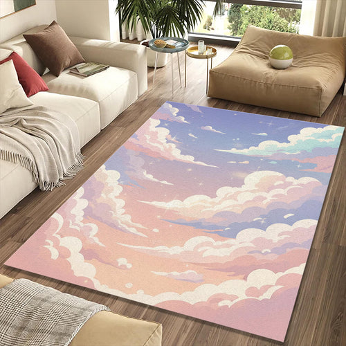 Dreamy Pastel Cloud Rug Soft Sky Aesthetic Area Mat Kawaii