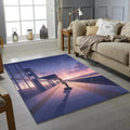 Anime Girl Train Station Rug Lofi Aesthetic Sunset Area Mat