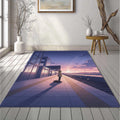 Anime Girl Train Station Rug Lofi Aesthetic Sunset Area Mat