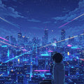 Anime City View Rug Cyberpunk Night Area Mat Lofi Aesthetic