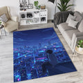 Anime City View Rug Cyberpunk Night Area Mat Lofi Aesthetic
