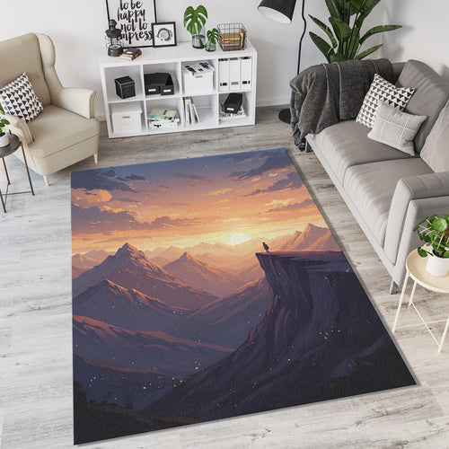 Anime Mountain Sunset Rug Epic Landscape Area Mat Aesthetic