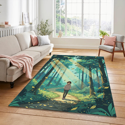 Forest Path Anime Rug Sunbeam Woodland Area Mat Studio Ghibli