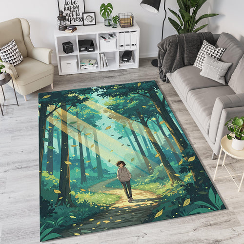 Forest Path Anime Rug Sunbeam Woodland Area Mat Studio Ghibli