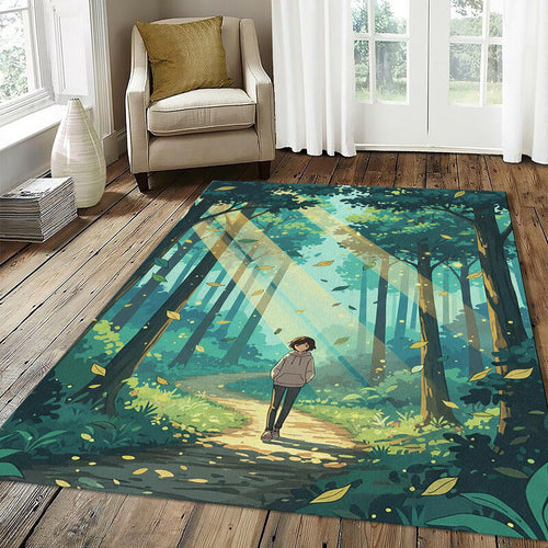 Forest Path Anime Rug Sunbeam Woodland Area Mat Studio Ghibli